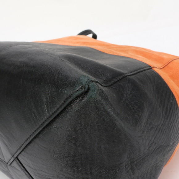 Celine Horizontal Hippo Black Orange Leather Tote Bag - Picture 9 of 14